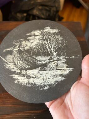 Black Slate Pheasant Coaster - Decorative Kitchen Trivet